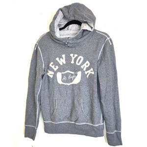 Vintage Y2K American Eagle Gray Hoodie Womens L Chain Embroidery NEW YORK